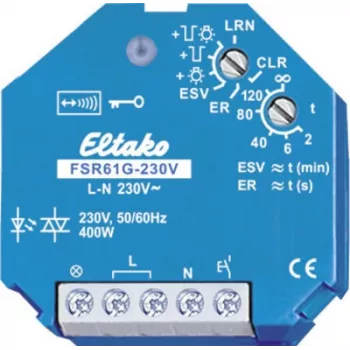 Relé de comutação Eltako FSR61G-230V, funcionamento silencioso, bobina 230 V
