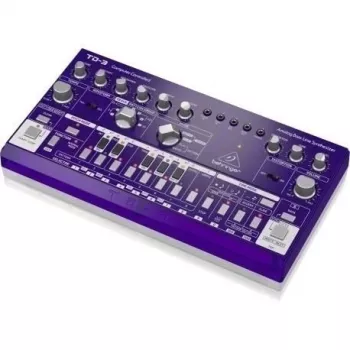 Sintetizador de baixo Behringer TD-3-GP roxo — linha de baixo analógica com sequenciador incorporado