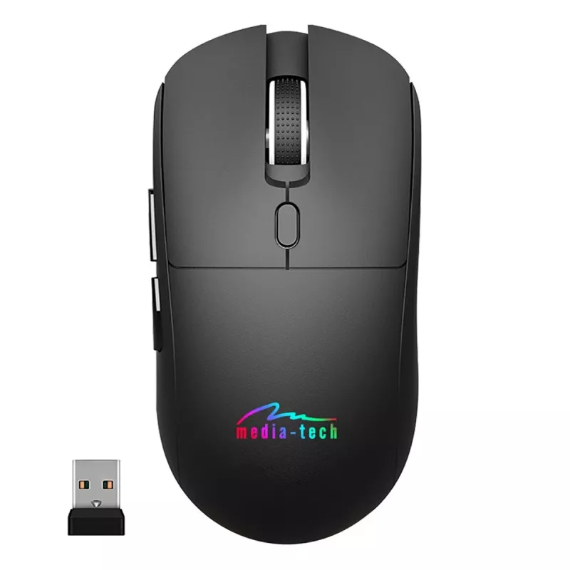 Rato sem fios MEDIA-TECH MT1124 BT/RF Silent & Recharge — ambidestro, 3200 DPI, Bluetooth + 2,4 GHz USB, 6 botões, recarregável