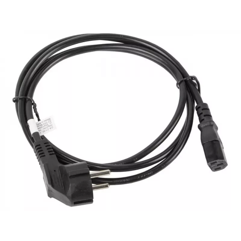 Cabo de alimentação LANBERG CA-C13C-11CC-0018-BK — 1,8 m, conector fêmea C13 para CEE7/7, C13 angular