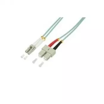 LogiLink - Cabo de ligação - SC Multimodo (M) para LC Multimodo (M) - 2 m - Fibra ótica - Duplex - 50/125 micrómetros - OM3 - Isento de halogéneos - água-marinha