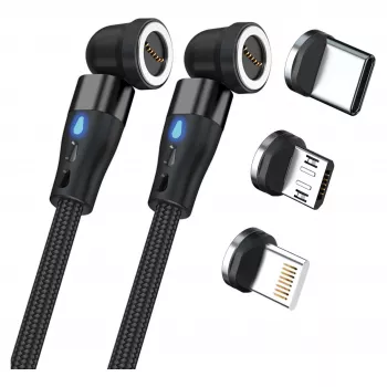 Cabo USB RealPower MagneticCharge2 1m preto carregamento rápido transferência de dados