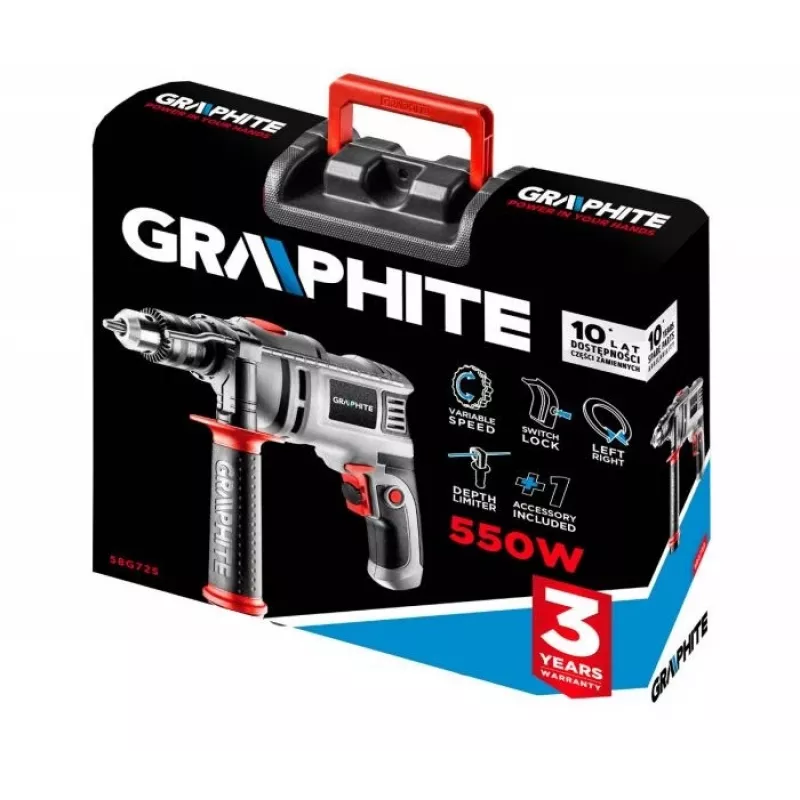 Graphite 58G725 berbequim 3000 RPM com chave cinzento