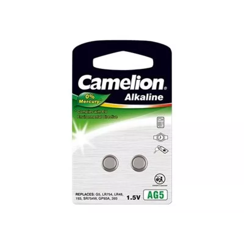 Pilha botão CAMELION AG5 (LR754, LR48) 1,5 V – pack de 2