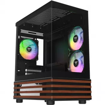 Micro Tower PC Thermaltake View 170 WS ARGB — micro caixa, preto, suporta fonte de alimentação PS2, 2x ventoinhas laterais de 120 mm + 1x ventoinha traseira de 120 mm, HDD de 2,5/3,5 polegadas