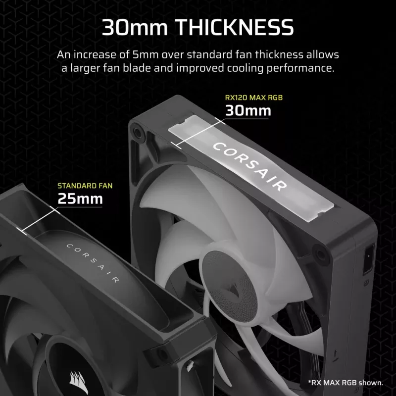 Ventoinha de caixa Corsair iCUE LINK RX120 MAX ARGB 120mm pack de 3 preta