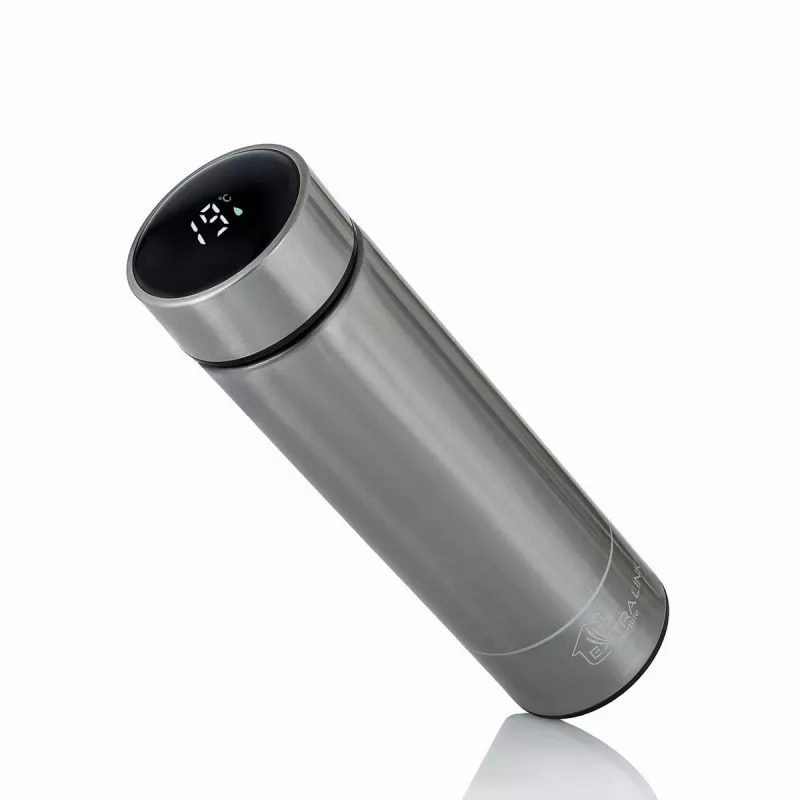Extralink Smart Travel Mug prateado, caneca térmica com visor LED