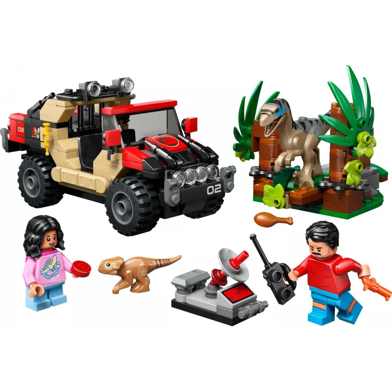 Conjunto de construção LEGO Jurassic World 76972 Raptor Off-Road Escape, 285 peças, 2 minifiguras, idade 6+