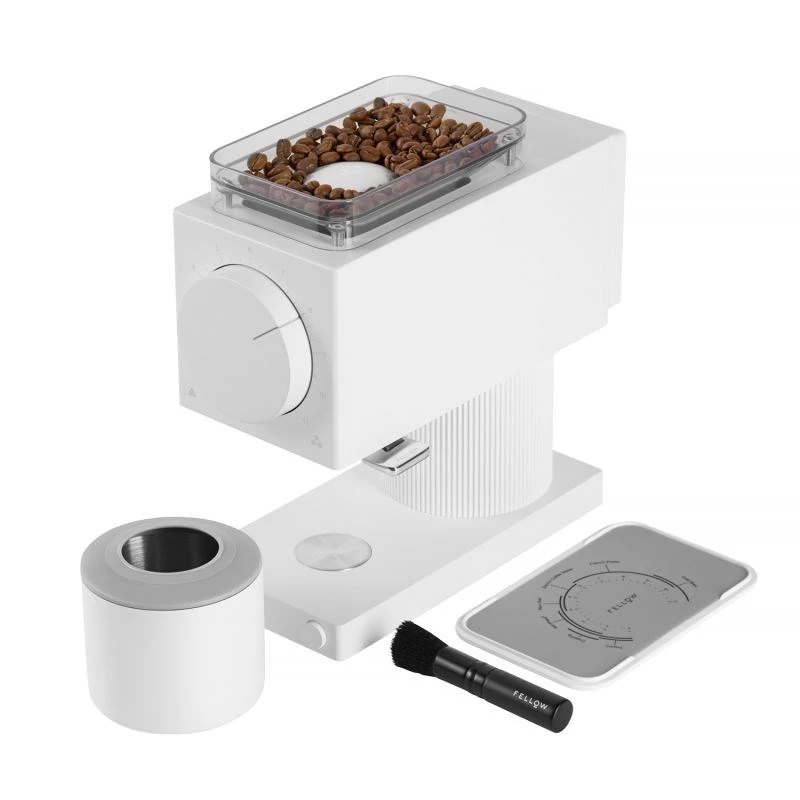 Moinho de café elétrico Fellow Ode Gen 2 — 140 W, mós de aço inoxidável, capacidade de 100 g, branco