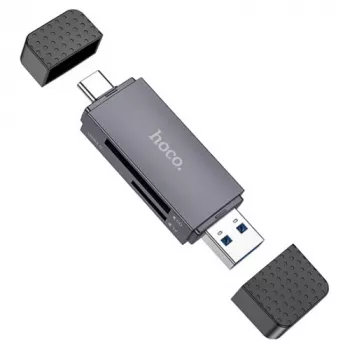 Leitor de cartões HOCO HB45 2 slots SD/TF com portas USB-A e USB-C