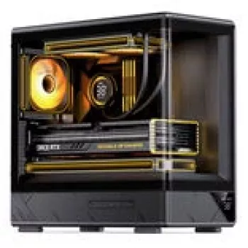 Caixa de computador Jonsbo D200 midi-tower mATX vidro temperado mini ecrã de temperatura preto