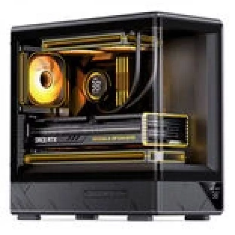 Caixa de computador Jonsbo D200 midi-tower mATX vidro temperado mini ecrã de temperatura preto