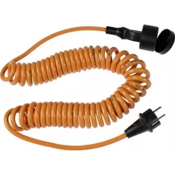 Cabo espiral AS Schwabe 70413, extensível 1–5 m, H07BQ-F 3G1,5, 230 V, laranja