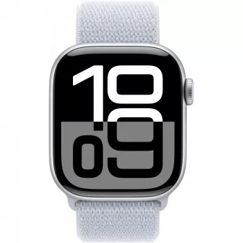 Apple Watch Series 10 caixa de alumínio GPS + Cellular 42 mm prateado Sport Loop azul cloud