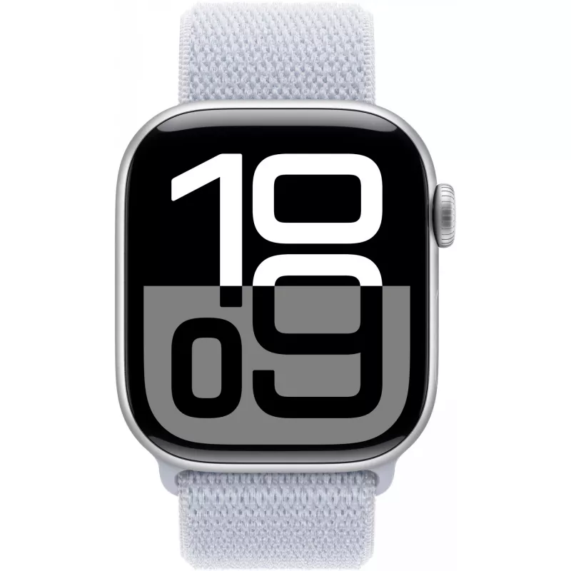 Apple Watch Series 10 caixa de alumínio GPS + Cellular 42 mm prateado Sport Loop azul cloud