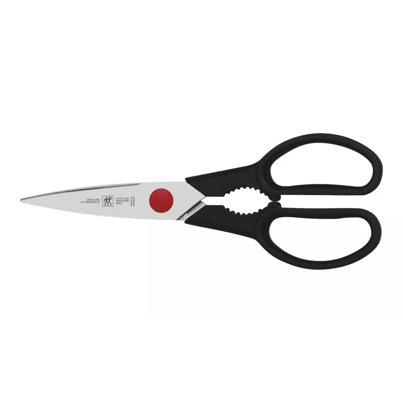 Conjunto de facas e bloco de corte ZWILLING 35145-000-0 — 7 peças, lâminas de aço inoxidável, cabos de plástico, incluindo faca de pão, descascador, faca de cozinha, faca de fatiar, compartimento para tesouras