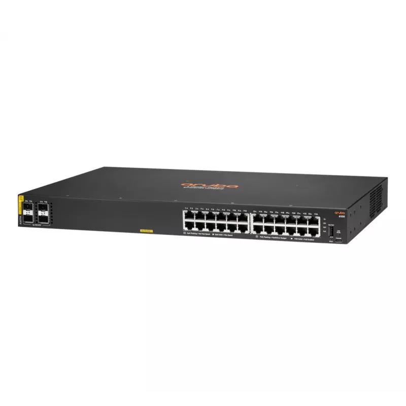 HPE Aruba Networking CX 6100 24G Class4 PoE 4SFP+ 370W Managed L3 Gigabit Ethernet (10/100/1000) Power over Ethernet (PoE) 1U preto
