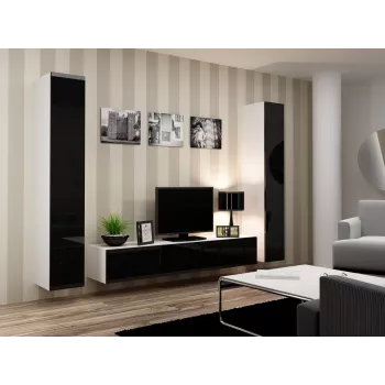 Armário fechado Cama VIGO '180' 180/40/30 branco/preto brilhante