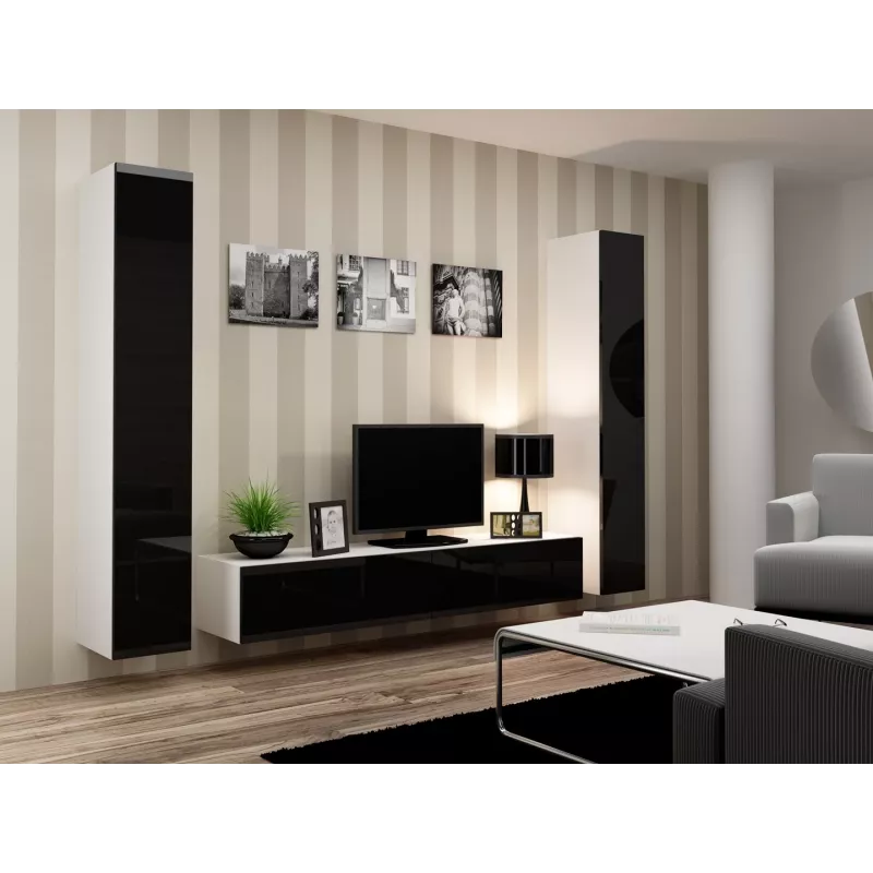 Armário fechado Cama VIGO '180' 180/40/30 branco/preto brilhante