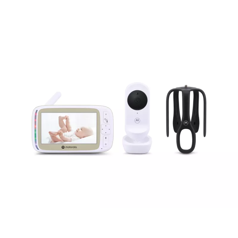 Intercomunicador de vídeo para bebé Motorola 5,0 polegadas Wi-Fi com fixação à cama Stargrip | VM45 Connect | branco