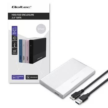 Caixa para SSD/HDD SATA de 2,5 polegadas QOLTEC 52278 USB 3.0, suporta até 2 TB