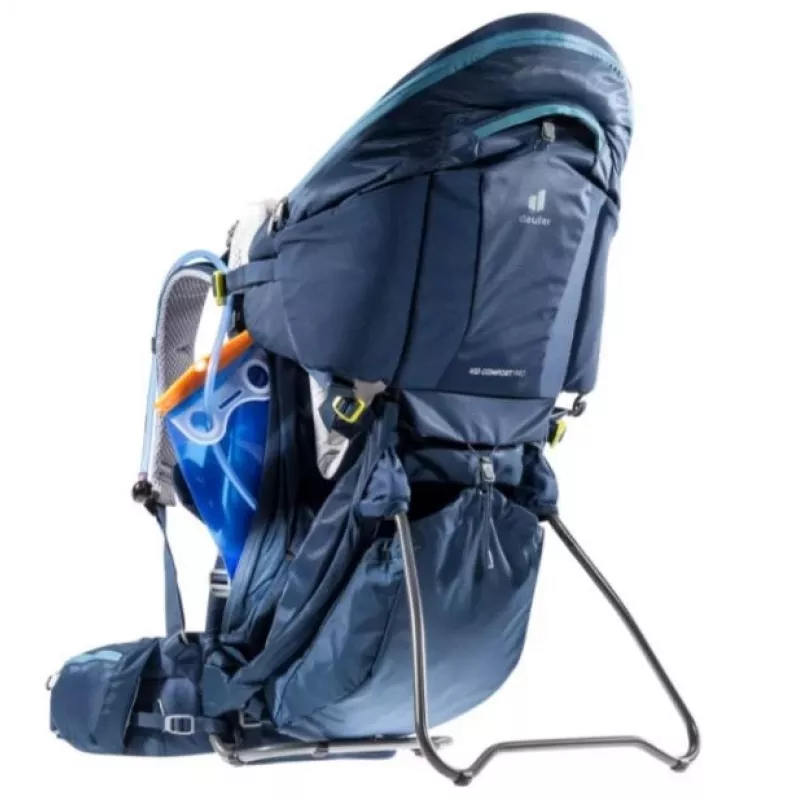 Mochila de transporte de bebé Deuter Kid Comfort Pro, azul, poliamida, máx. 22 kg, proteção solar, bolso lateral