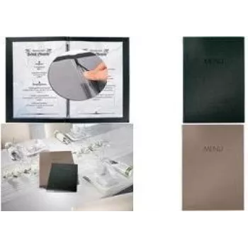 Pasta de menus sigel SM207 A5 antracite — capa de plástico com textura de linho