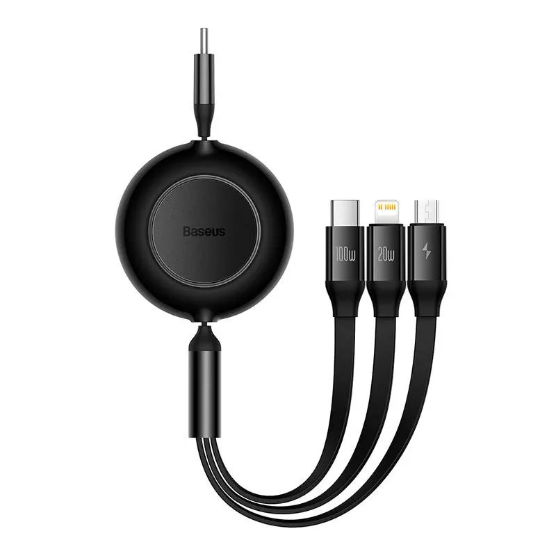 Cabo USB Baseus CAMJ010201 1,1 m USB 3.2 Gen 1 USB C Micro USB-A Lightning preto