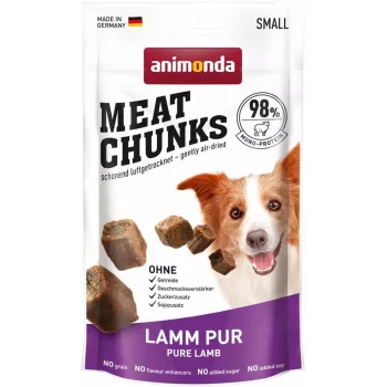 Petiscos de treino para cães animonda Meat Chunks Pure Lamb Adult 60 g, monoproteico, sem açúcar e sem glúten