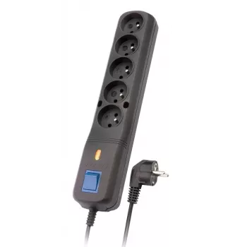Extensão elétrica Lestar 1966000422 5 m interior preto com interruptor e indicador, 250 V 10 A