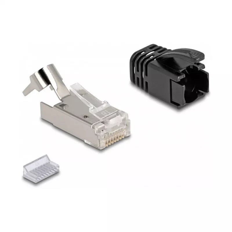 Fichas modulares RJ45 DeLOCK Cat.8.1 conjunto de 25 unid. com alívio de tração