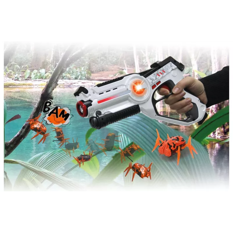 Jamara 410065 Impulse Laser Bug Hunt Set, pistola laser de brincar com alvo, branco/laranja