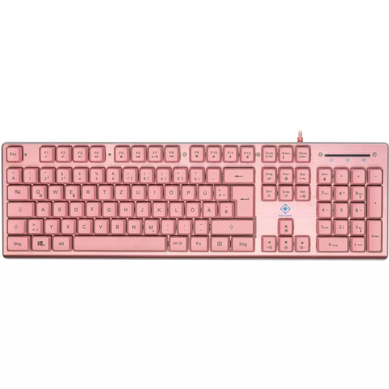 Deltaco GAM-021-RGB-P-DE - tamanho completo (100%) - USB - interruptores de membrana - QWERTZ - rosa
