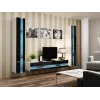 Suporte de TV Cama Meble VIGO NEW 30/180/40, tampo branco, estrutura preta brilhante, 1800×400×300 mm