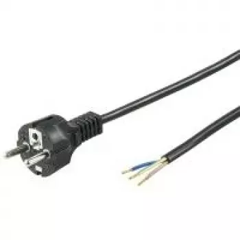 Cabo de terra Wentronic Goobay para montagem individual, 2 m, preto – tipo F (tipo F, CEE 7/7) > extremidades de cabo soltas (94701)