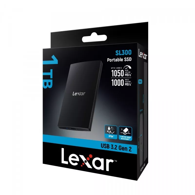 Unidade de estado sólido externa Lexar 1 TB USB Type-C 3.2 Gen 2 LSL300001T-RNBNG