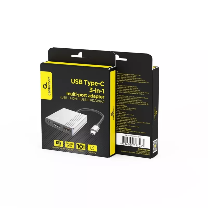 Adaptador I/O USB-C para HDMI/USB3/3IN1 A-CM-COMBO3-05 GEMBIRD