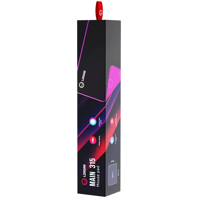 Lorgar Main 315, tapete de rato gaming, superfície de alta velocidade, base de borracha antiderrapante violeta, tamanho: 500 mm x 420 mm x 3 mm, peso 0,39 kg