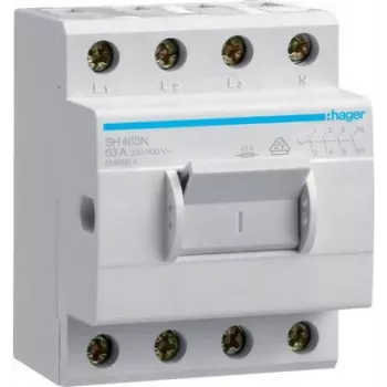 Disjuntor compacto Hager SH463N 63A 4 contactos de fecho 400VAC 3,5PLE