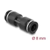 Conector pneumático DELOCK 8 mm reto, rosca fêmea, metal/plástico, comprimento 39 mm, preto