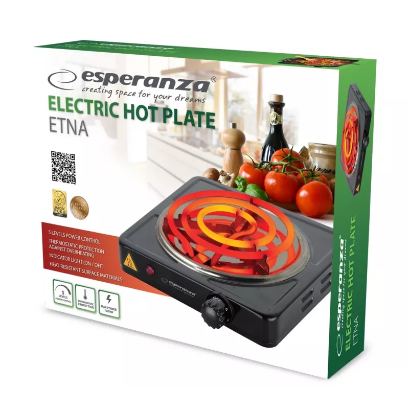 Placa Esperanza EKH012K preta de bancada 21 cm 1 zona(s)