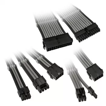 Conjunto de extensão de cabos trançados Kolink Core Adept – extensões de fonte de alimentação e placa-mãe em 6 peças, revestimento PET, condutores de cobre, comprimentos 300–350 mm