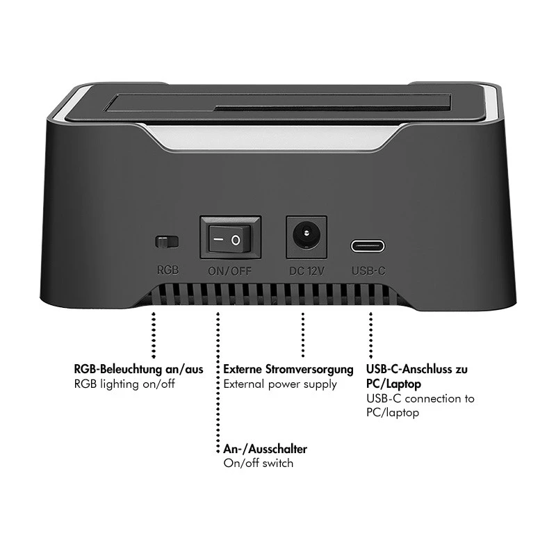 Docking station para disco rígido LogiLink Quickport USB 3.2 1 porta para 2,5/3,5 SATA (QP0035)