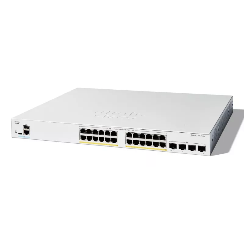 Cisco Catalyst 1200-24FP-4G Smart Switch, 24 portas GE, Full PoE, 4x1GE SFP, Limited Lifetime Protection (C1200-24FP-4G)