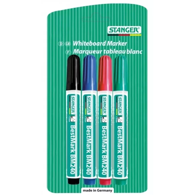 Marcador de quadro branco STANGER BM240 1-3 mm, conjunto de 4 002510