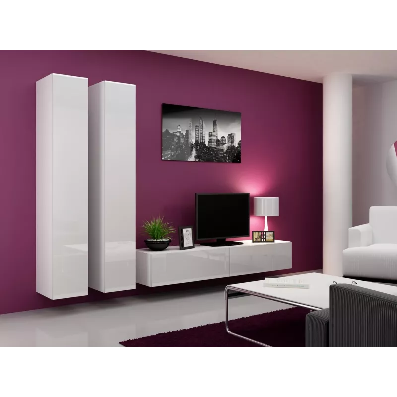 Conjunto de armários de sala Cama VIGO 4 branco/branco brilhante