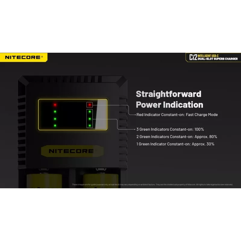 Carregador de baterias Nitecore Ci12 carregador USB universal para Li‑Ion, NiCd, NiMH, entrada 3A 5/9/12V, caixa de plástico