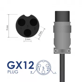 Carregador Akyga AK-EV-11 para trotinete elétrica de 36 V, 42 V / 2 A 84 W, GX12 3 pinos 9 mm, 1 m