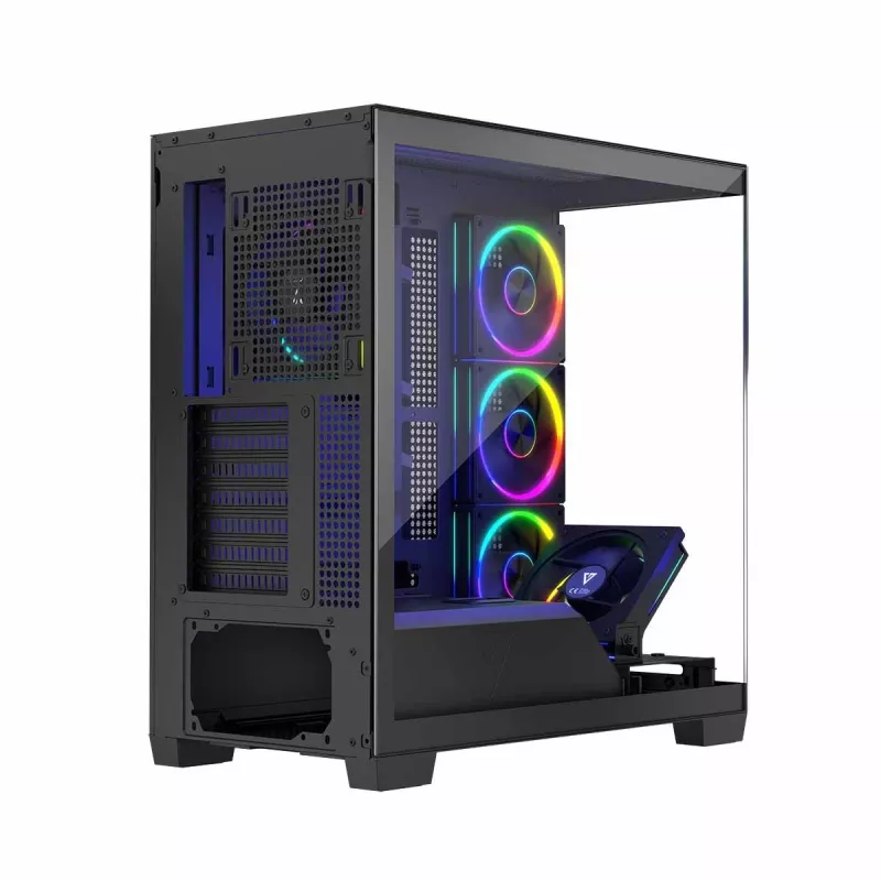 Caixa de PC MODECOM Volcano Stellar 5F ATX Midi Tower, vidro temperado, 5 ventoinhas pré-instaladas, USB‑C, suporta microATX/ATX, GPU máx. 420 mm, altura do cooler da CPU 175 mm