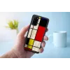Capa de proteção iKins para Samsung Galaxy S20, preto design Mondrian